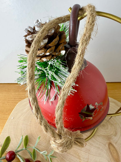 Rustic Metal Red Christmas Bell