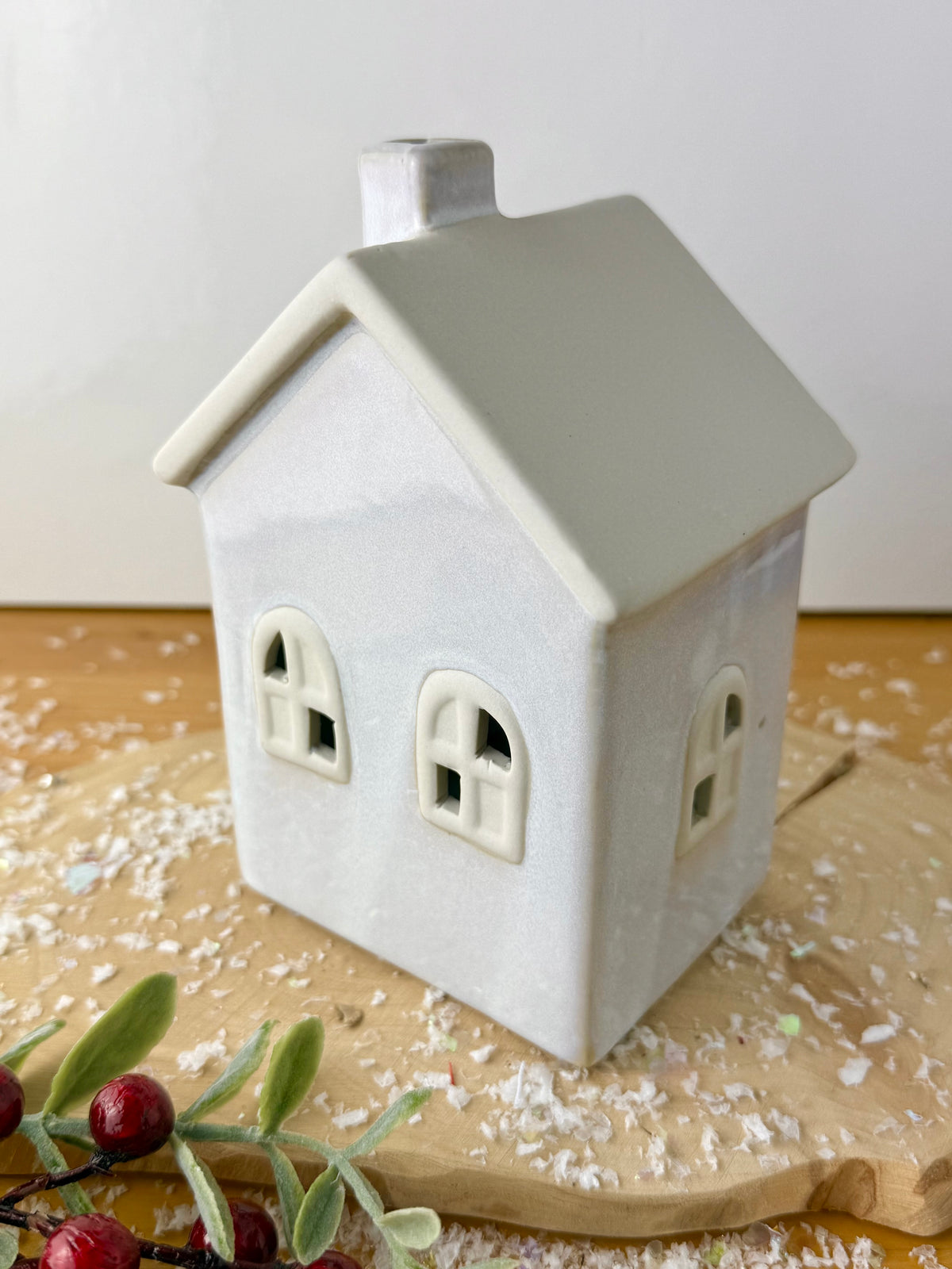 Light Up Natural Bow Ceramic House - 2 Sizes