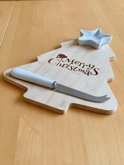 Tree shaped Cheese Board with bowl & knife