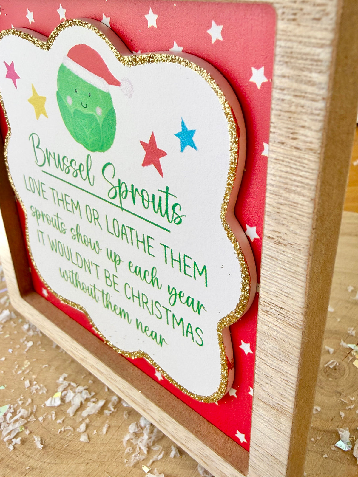Festive Fun red & white novelty wooden easel signs