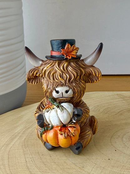 Highland Mini Cows - Pair of Autumn or Halloween Cows