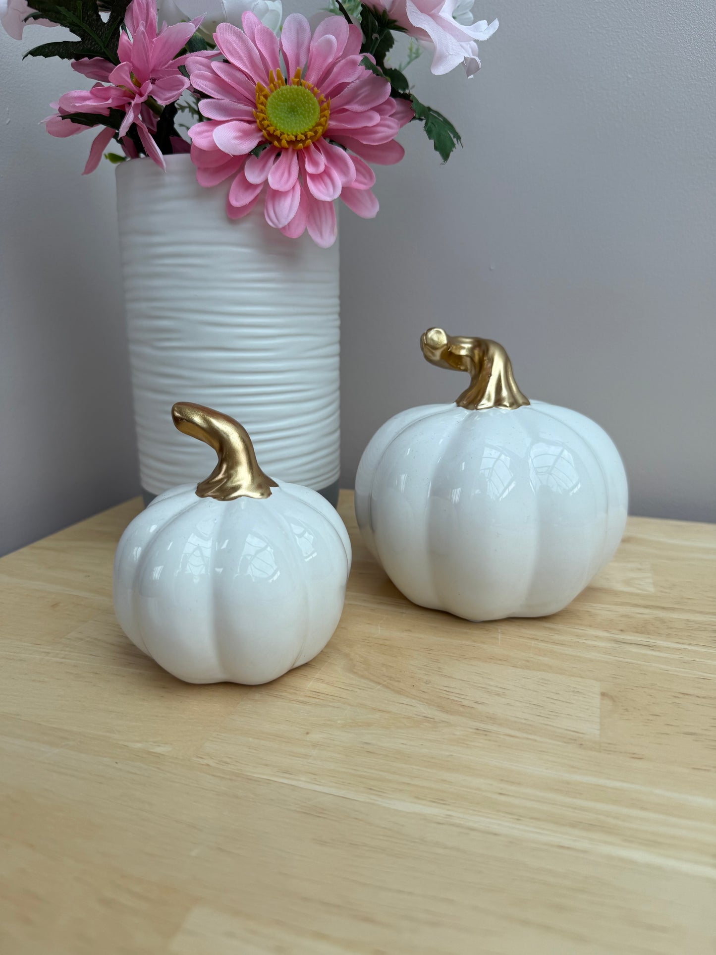 Ceramic White Pumpkin - Medium & Small