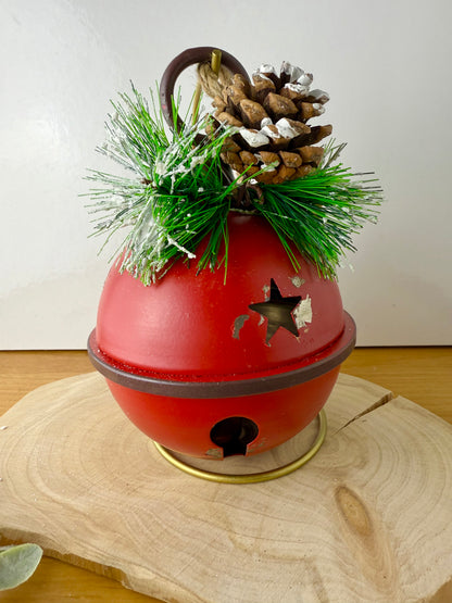 Rustic Metal Red Christmas Bell