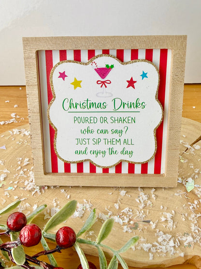 Festive Fun red & white novelty wooden easel signs