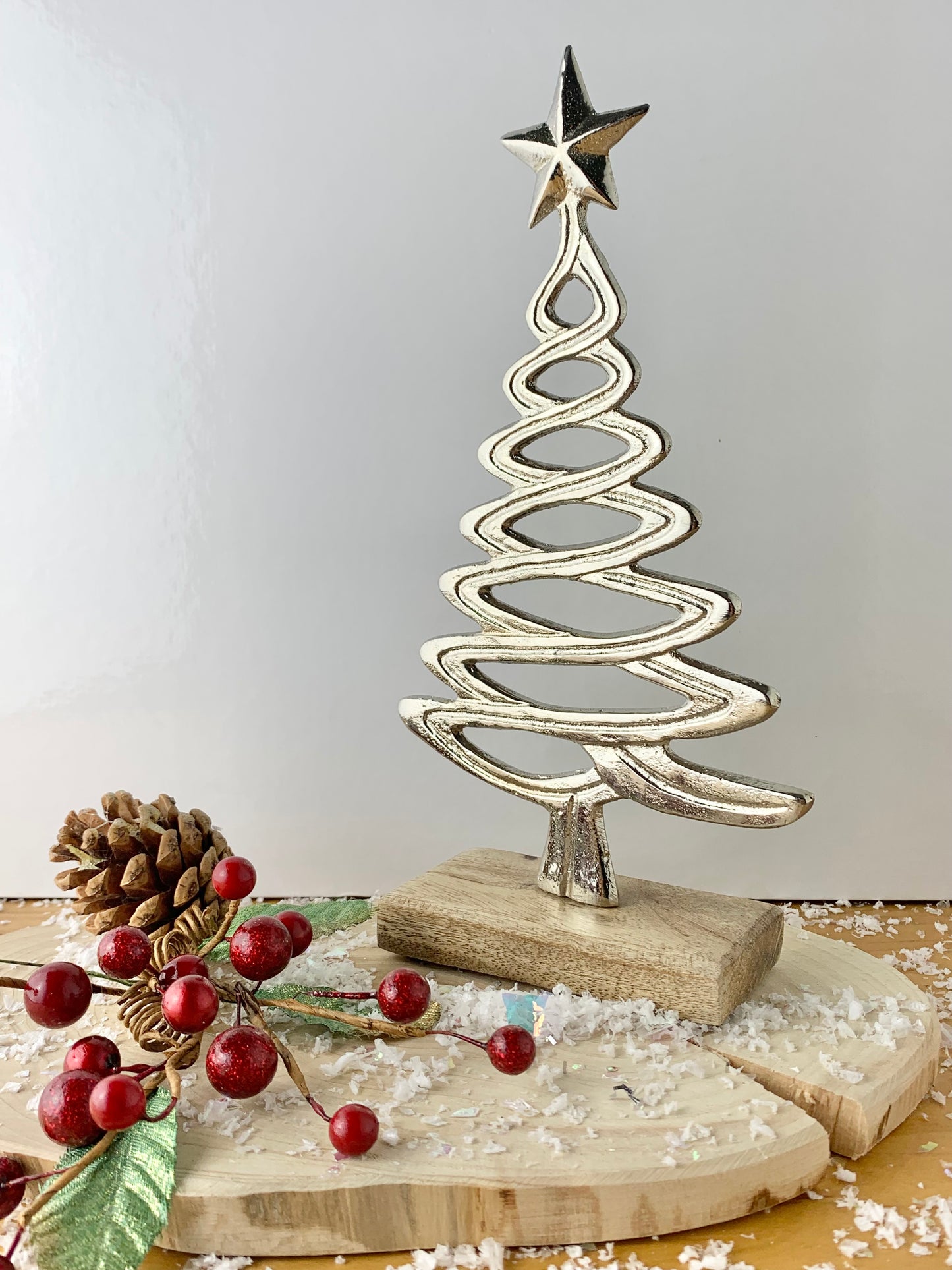 Silver Tree on wooden base - 2 sizes