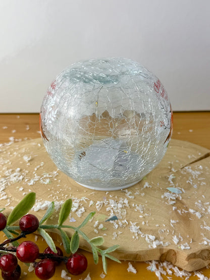 Winter Robins Light Up Crackled Ball - Christmas Robins