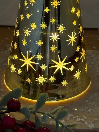 Gold Light Up Cone Christmas Tree