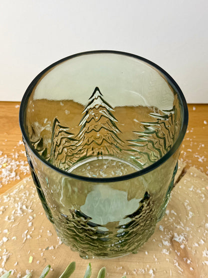 Christmas Green Glass Tree Candle Holder