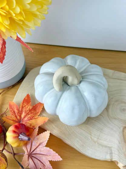White ceramic glazed pumpkin - 2 sizes