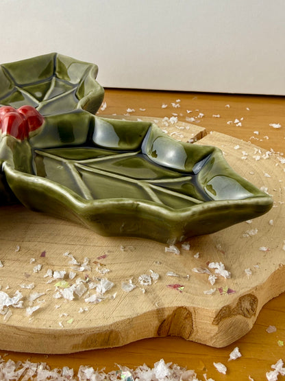 Dark Green Holly Shaped Dish