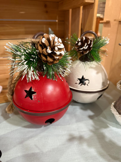 Rustic Metal Red Christmas Bell