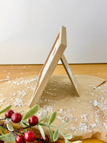 Festive Fun red & white novelty wooden easel signs