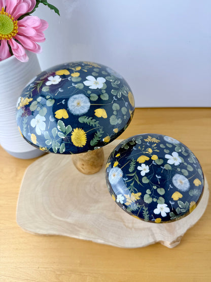 Wooden Mushroom - Floral - 2 sizes