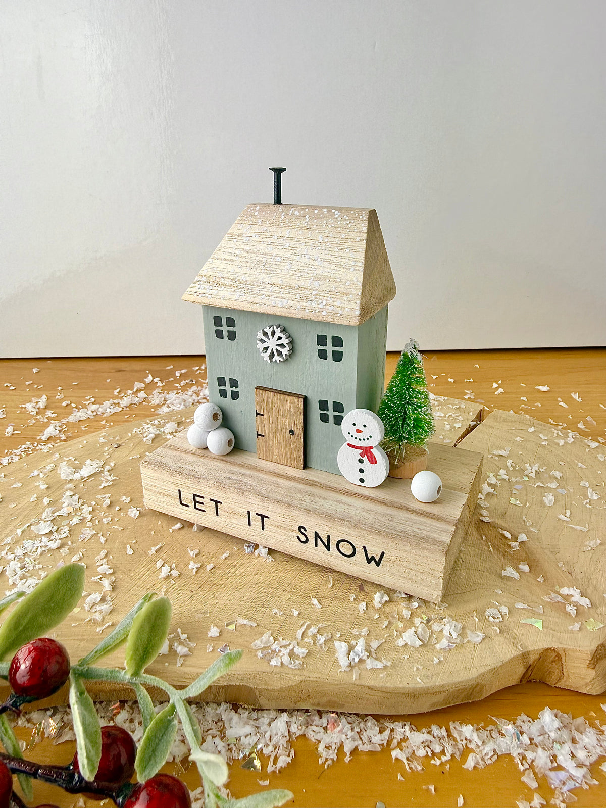 Wooden Let it Snow House
