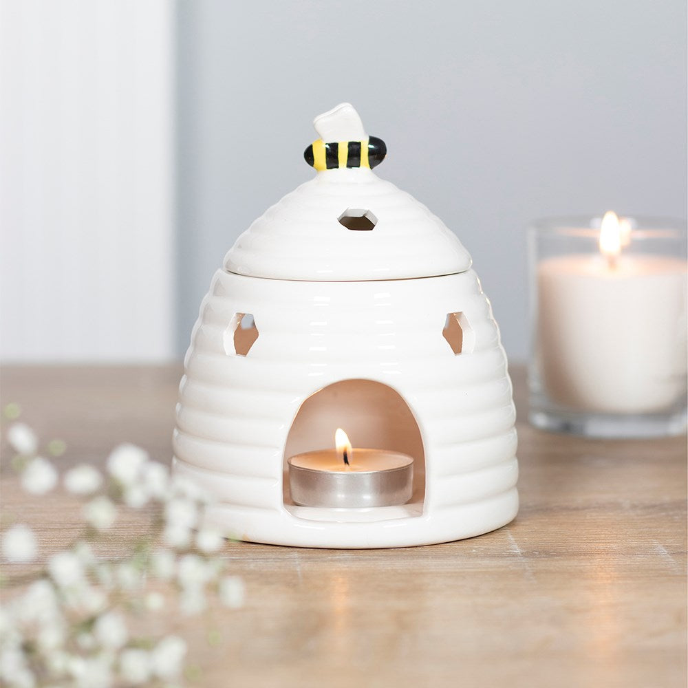 Bee Happy Ceramic Wax Burner - White