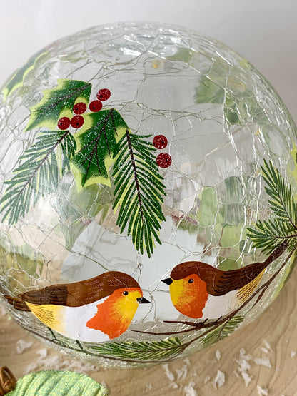 Christmas Crackle LED Robin Ball - 45% OFF