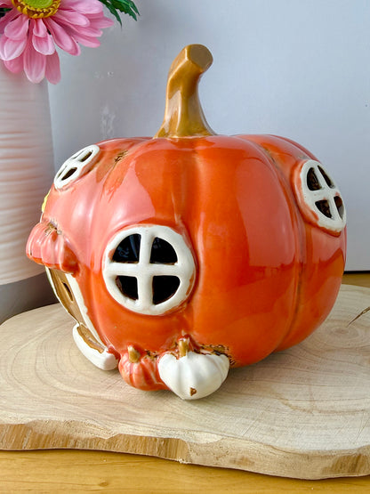 Village Pottery Orange ceramic Pumpkin House