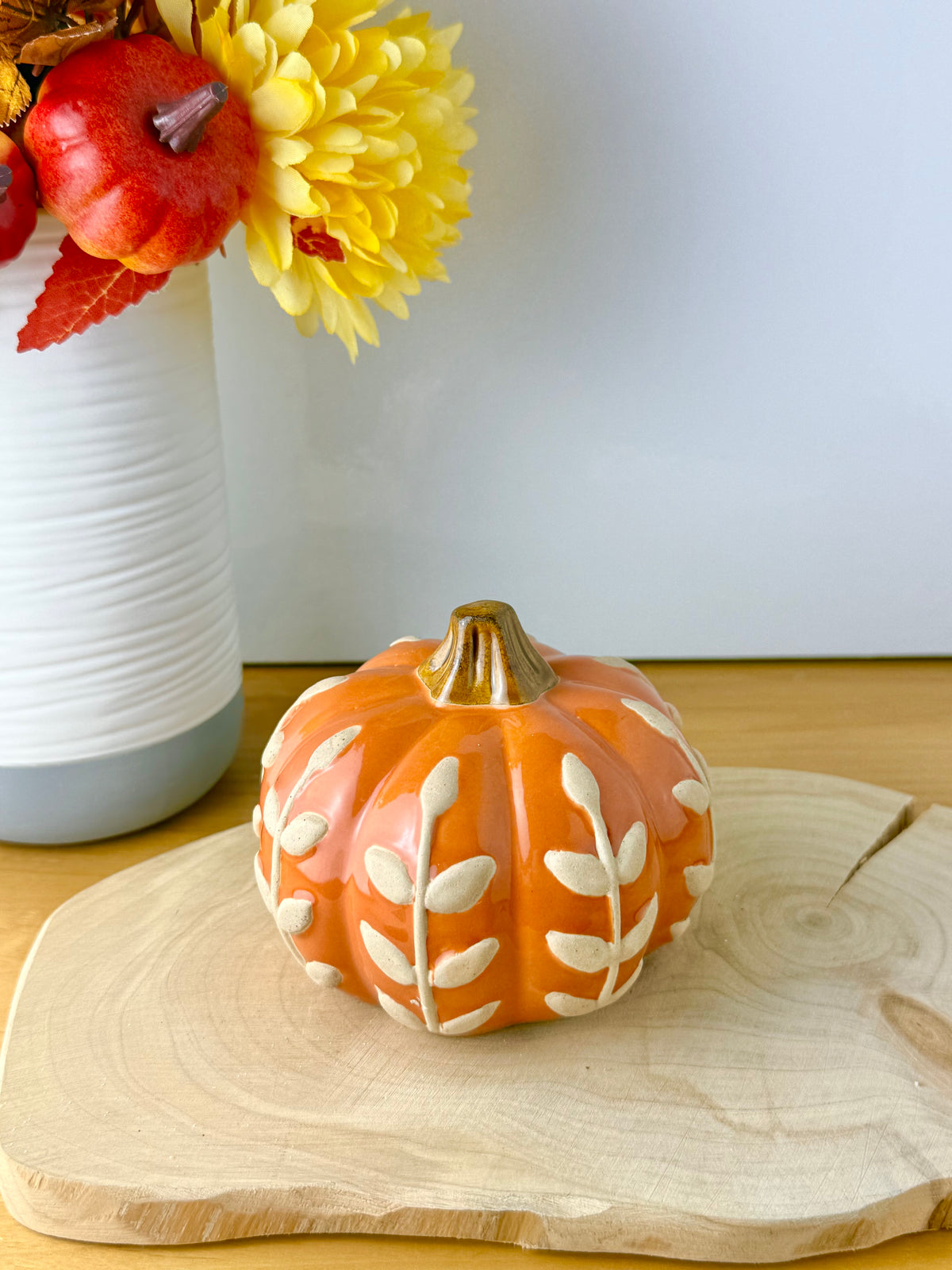 Orange & Beige ceramic pumpkin