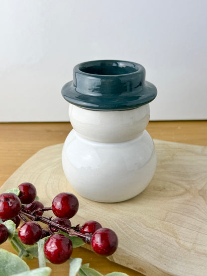 Snowman ceramic T-light holder