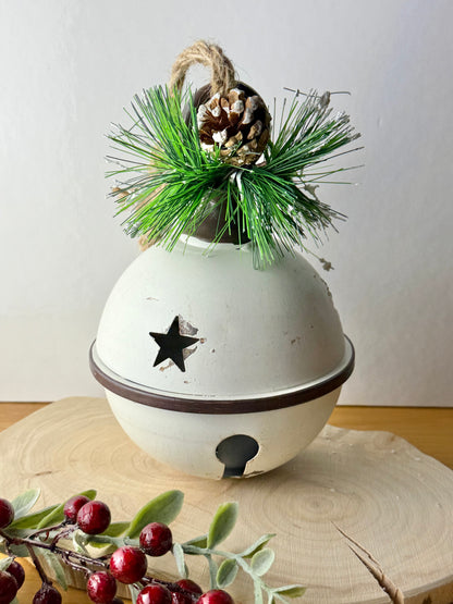 Rustic Metal White Christmas Bell