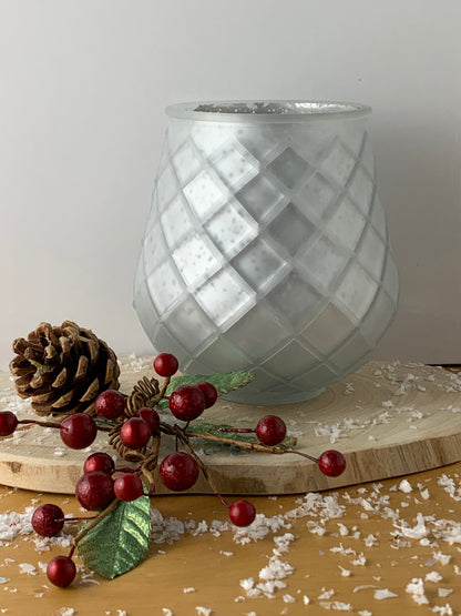 Frosted Silver Glass Tealight Holder