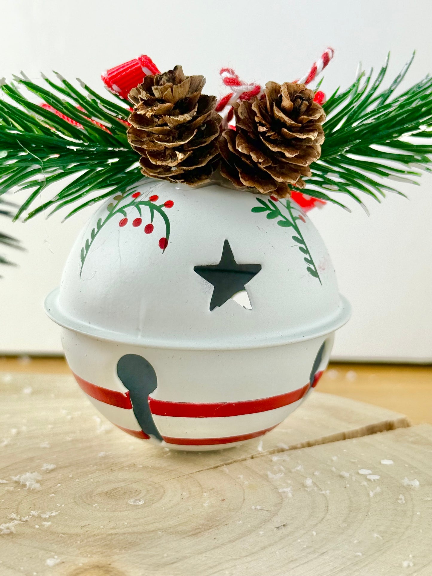 Red & White Christmas Bells - Set of 3