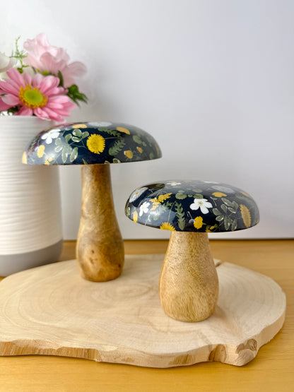 Wooden Mushroom - Floral - 2 sizes