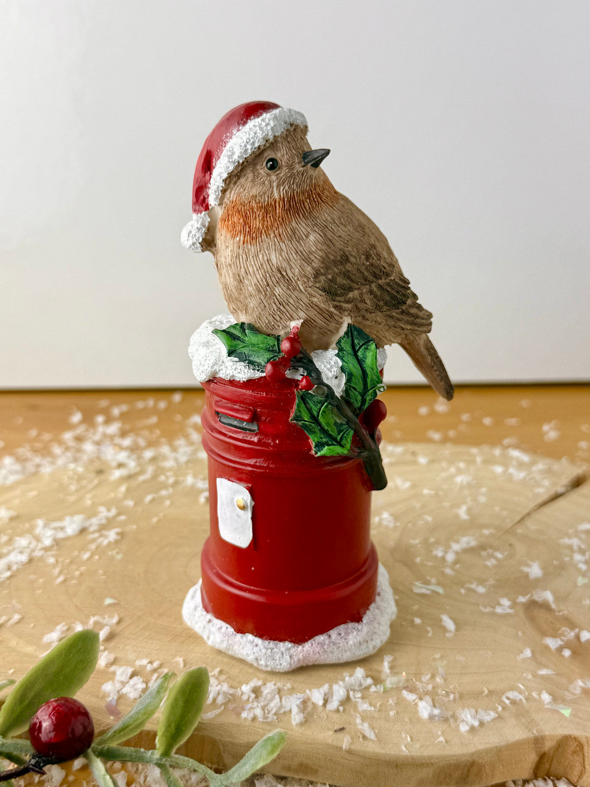 Robin sat on top of a Red Post Box