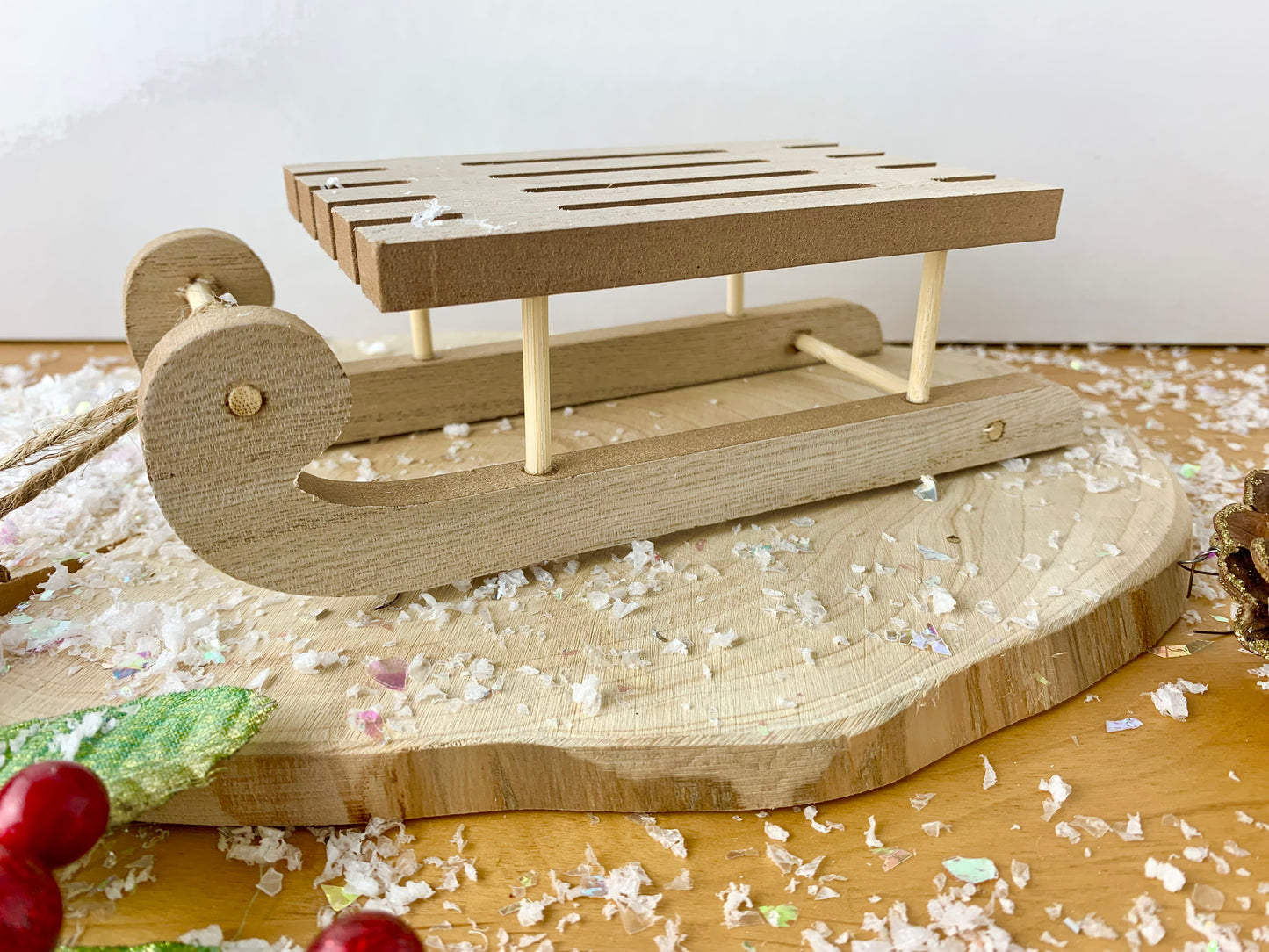 Wooden Festive Sleigh - 2 sizes