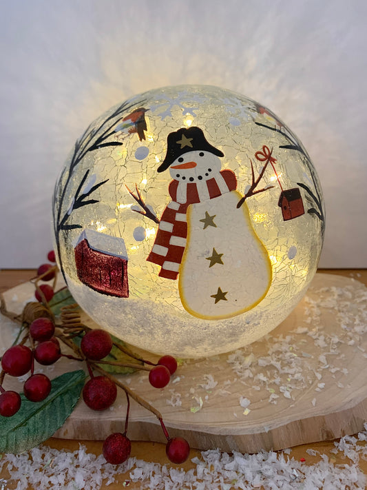 Christmas Crackle LED Snowman Ball