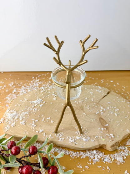Gold Reindeer T-Light Holder