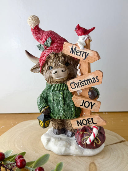 Green Christmas Highland Cows