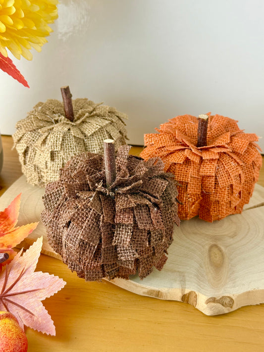 Set of 3 Hessian Fabric Pumpkins