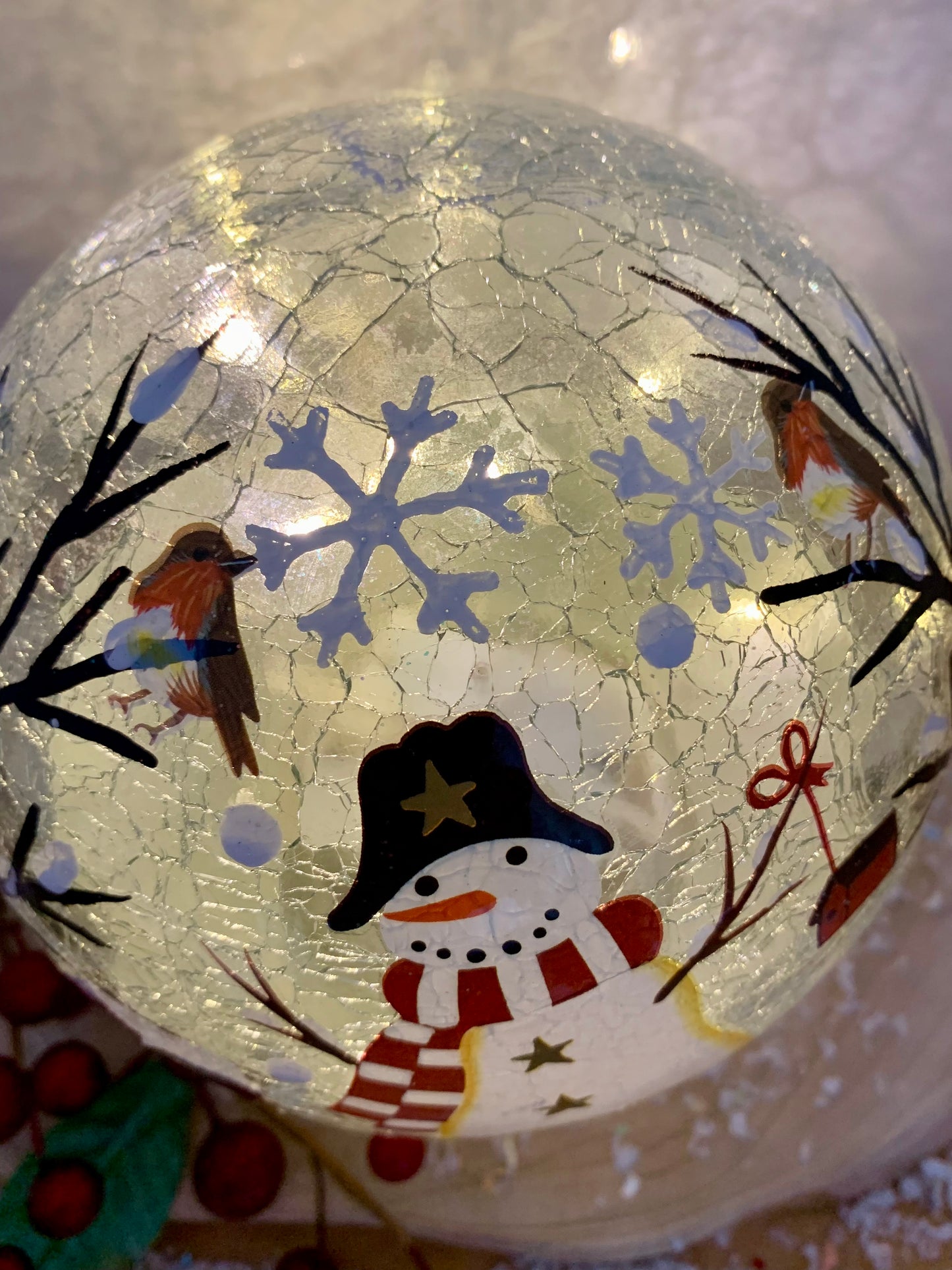 Christmas Crackle LED Snowman Ball