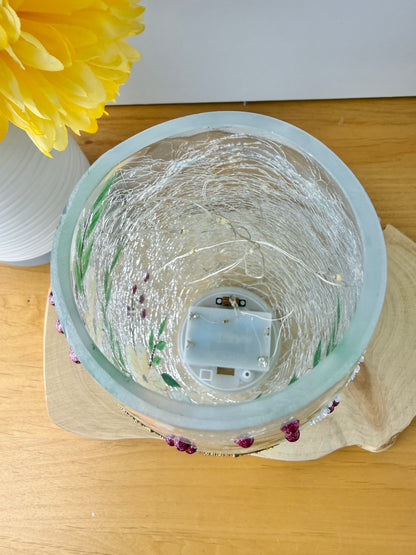 Pretty Butterfly Crackled glass Light Up Vase
