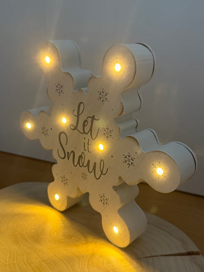Wooden Snowflakes with LED Lights