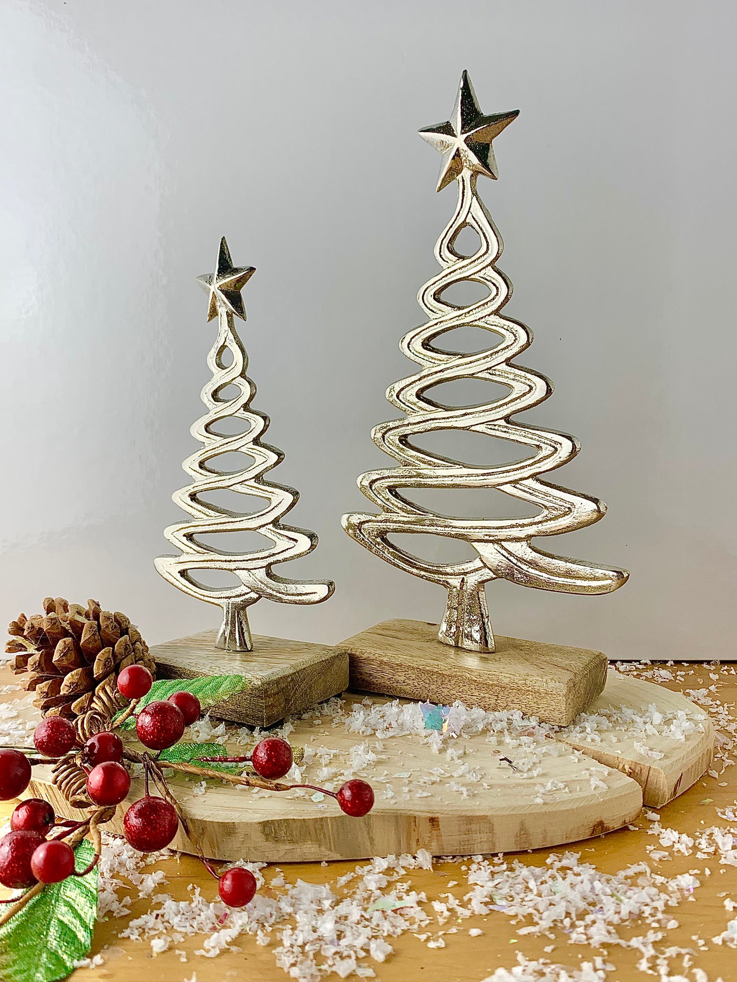 Silver Tree on wooden base - 2 sizes