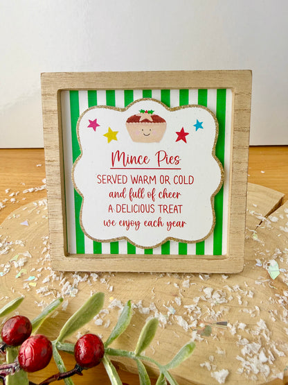 Festive Fun green & white novelty wooden easel signs