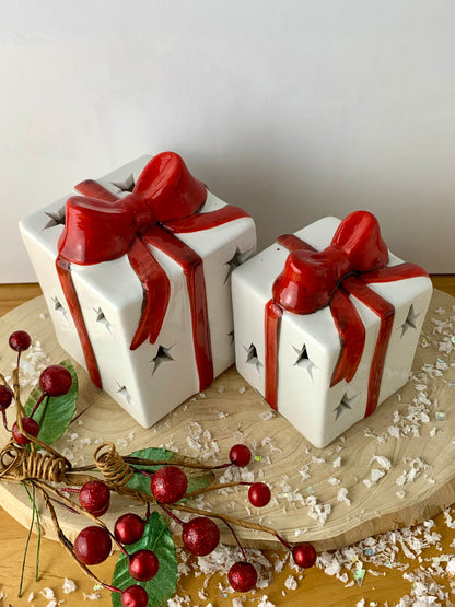 Red & White Christmas LED Parcel - Small & Large