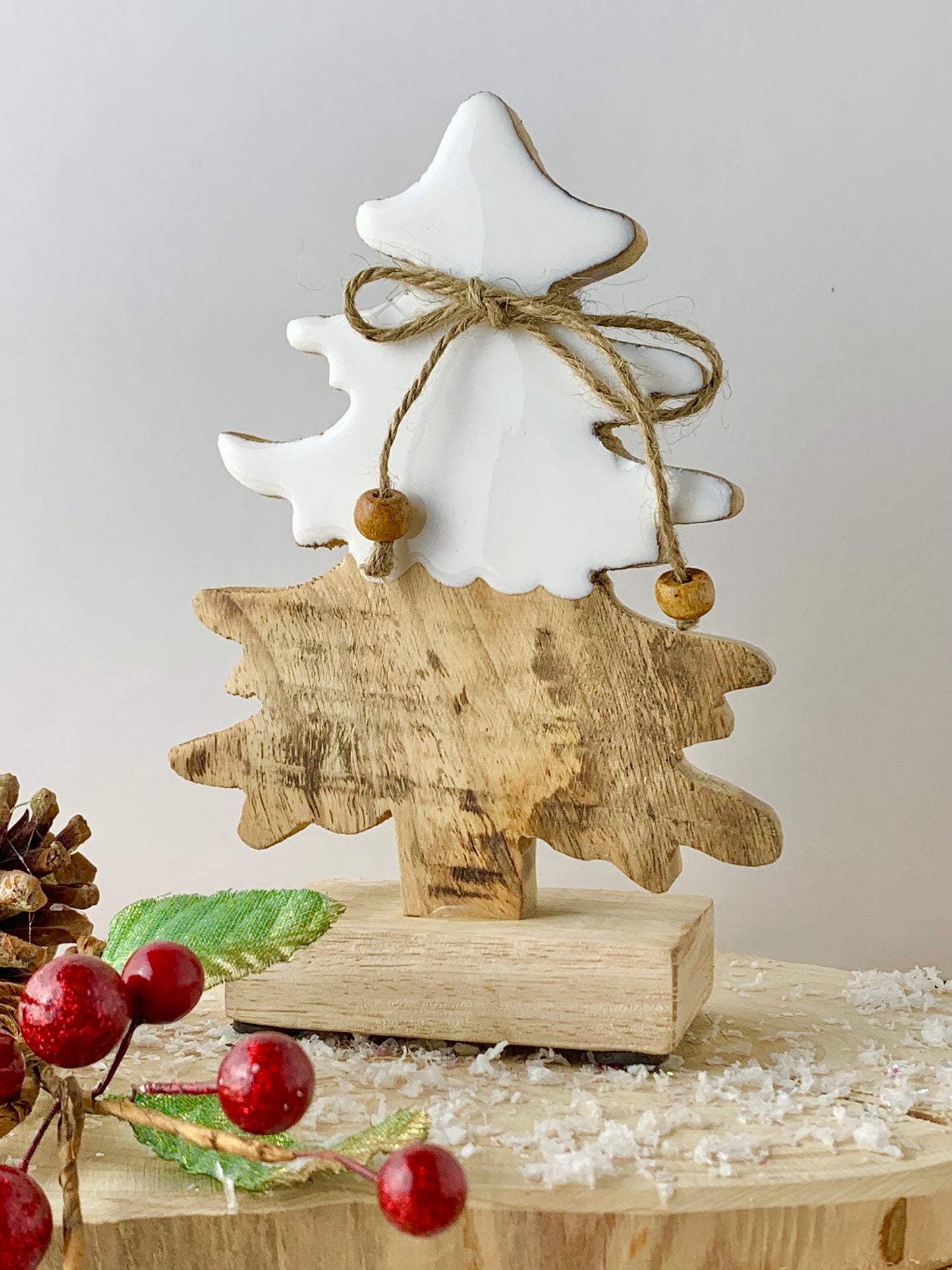 Snow capped Wooden Christmas Tree