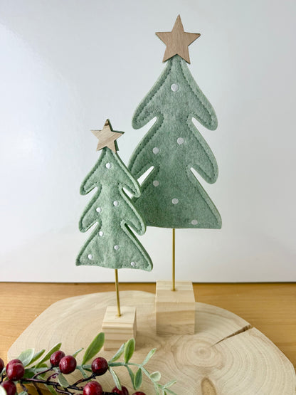 Felt Christmas Trees - Light Green Pair