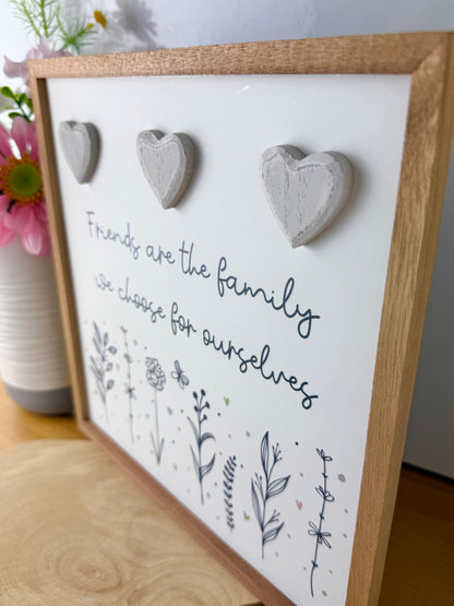 Gracefully Gifted Wooden Square Plaque - Friends are the Family we choose