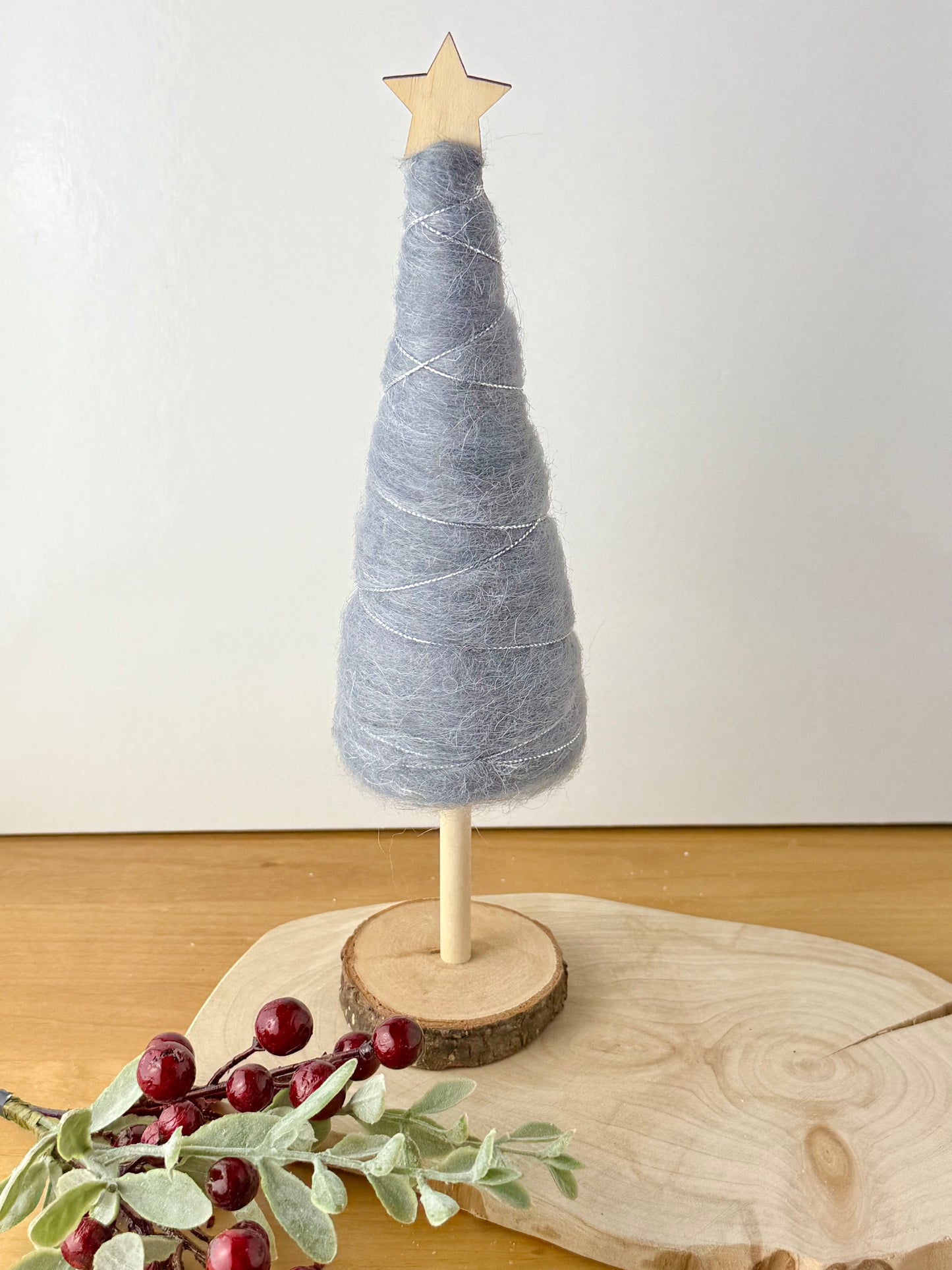 Felt Christmas Trees - Pair of Grey & Silver Trees