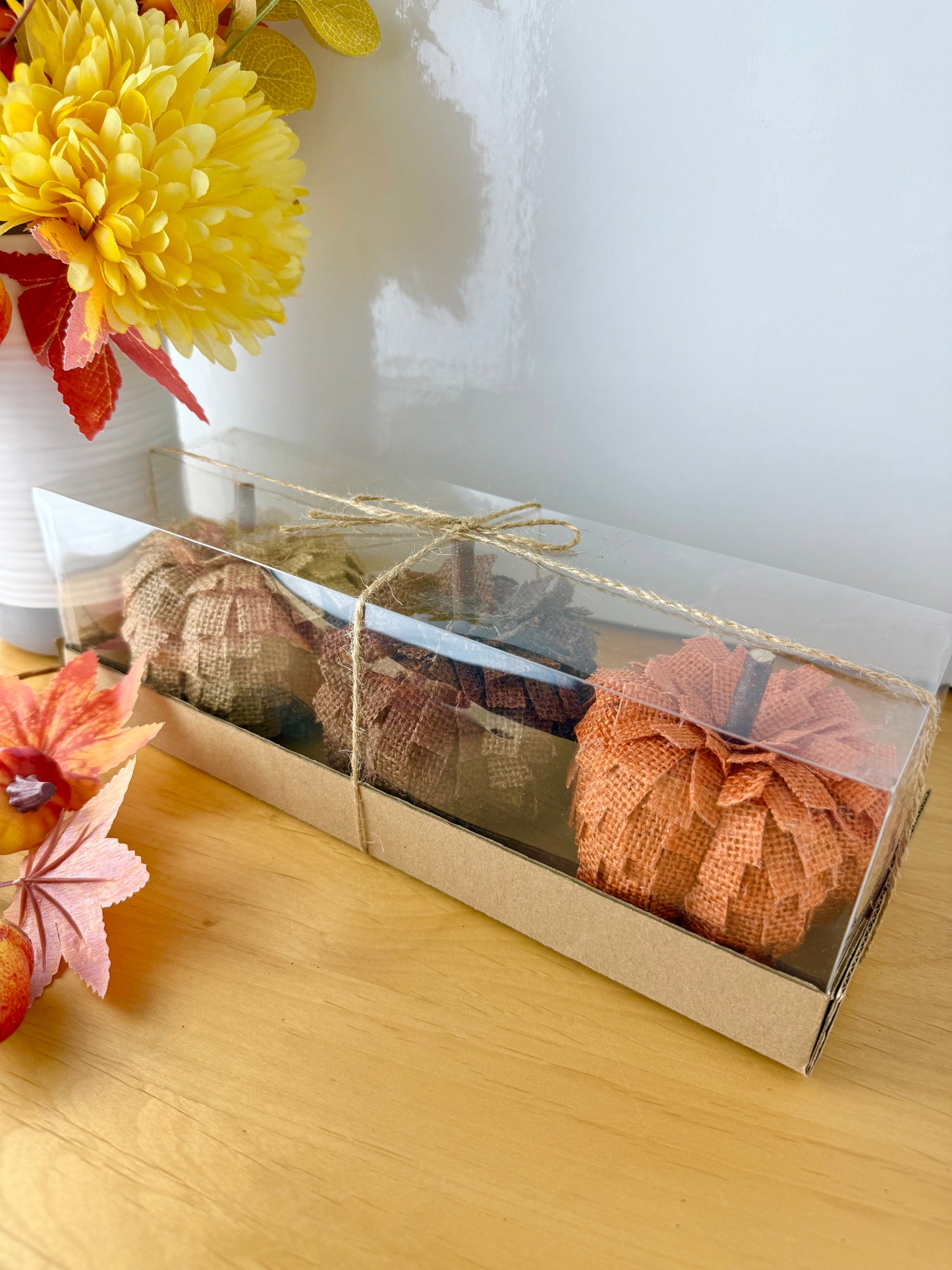 Set of 3 Hessian Fabric Pumpkins