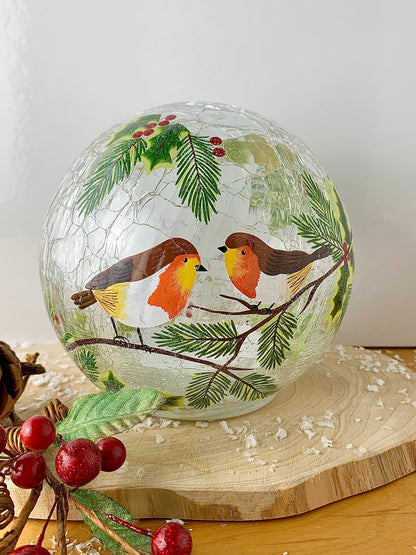 Christmas Crackle LED Robin Ball - 45% OFF