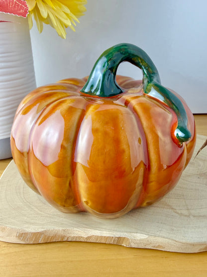 Orange Pumpkin with decorative Green stalk