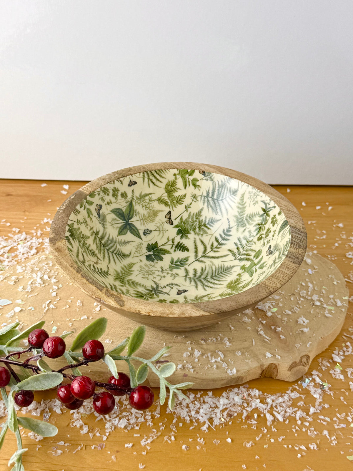 Wooden Fern Print Serving Bowl