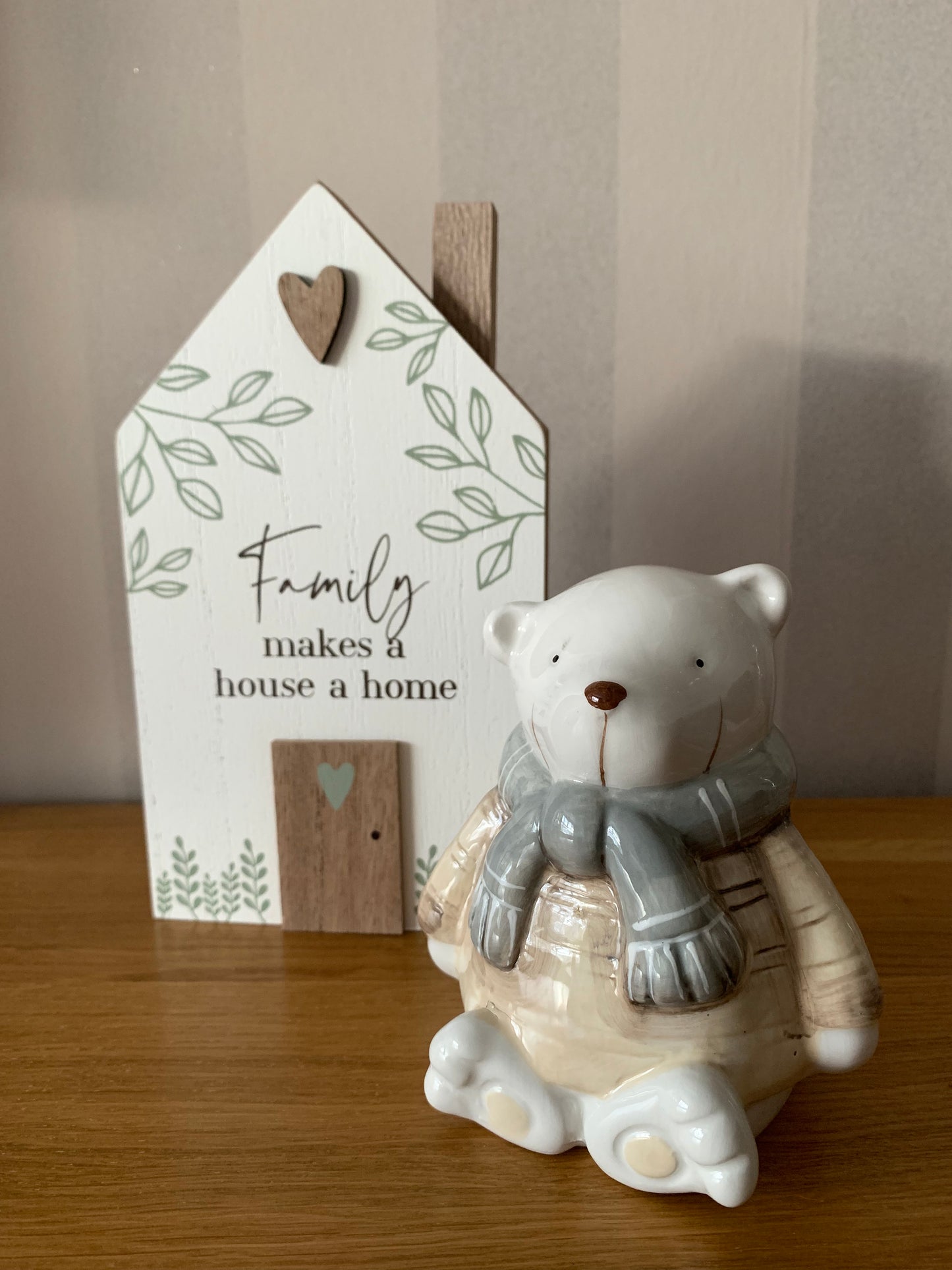 Christmas Teddy Bear Grey & White