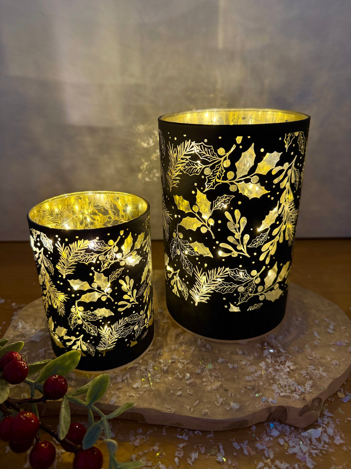 Glow Light Up Holly Lamp - Black & Gold, 2 sizes