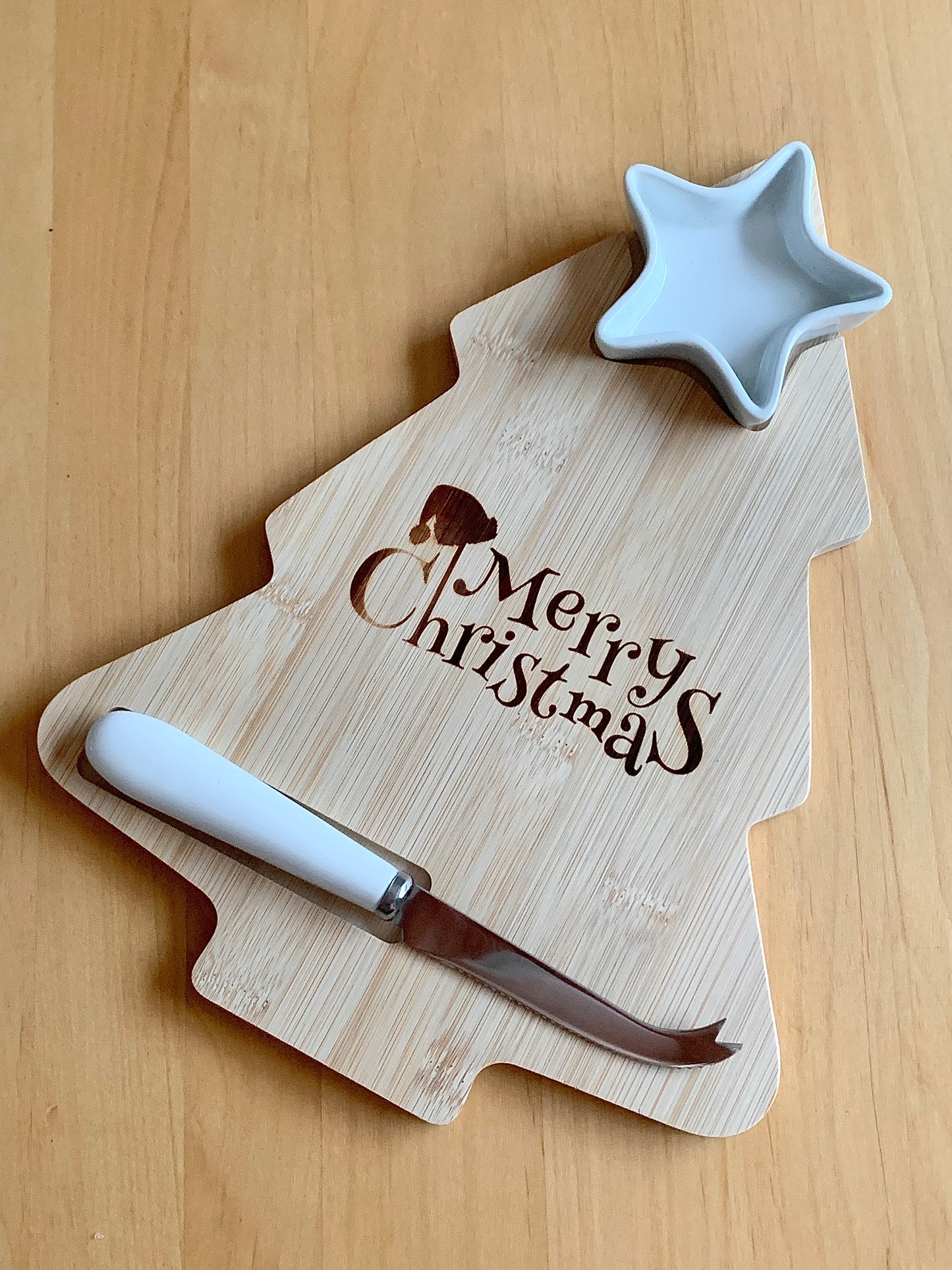 Tree shaped Cheese Board with bowl & knife